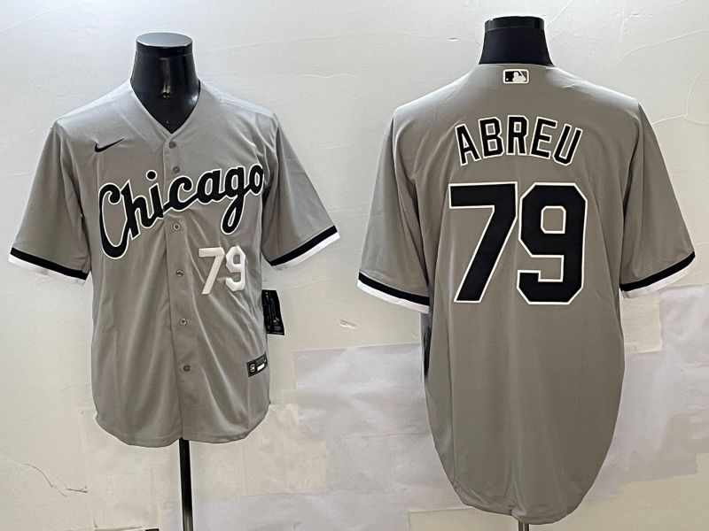 Men Chicago White Sox #79 Abreu Grey Game 2025 Nike MLB Jersey style 2->chicago white sox->MLB Jersey
